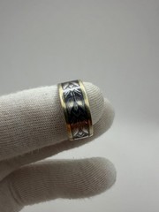 Vintage 875 Silver Ring Northern Niello USSR Size 8.5 Ethnic Band – 6.26g