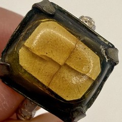 Vintage Hong Kong Large Honey Amber Color Resin Cabochon Ring Size 8.75