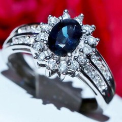 14k white gold 1.25ct natural diamond size 5.75 ring sapphire halo heated 3.35gr