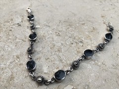 🫧✨Authentic VINTAGE 925 STERLING SILVER MARCASITE Black ONYX Station Bracelet🫧