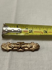 Victorian geometric gold over brass top, gold over silver bottom bar pin C clasp