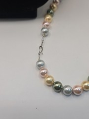 Pastel Faux Pearl Necklace Multicolor Beaded Choker Vintage Style Spring Jewelry