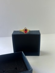 Vintage Red Cubic Zirconia Ring Gold Plated Womens Size 9.5