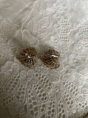 Vintage Gold Tone Clip On Earrings Jewelry JMS-53