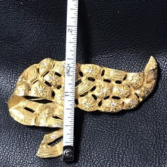 TARA Brooch Aurora Borealis Rhinestones Gold Tone 2.5 inches