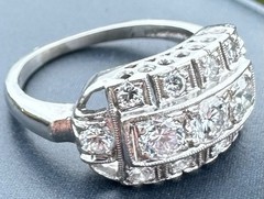 ESTATE 1950’s ANTIQUE PLATINUM SPARKLING DIAMOND VINTAGE RING