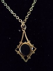 Porcelain Rose Pendant on 18 Inch Gold Tone Necklace