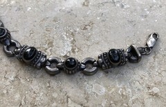 🖤✨AUTHENTIC VINTAGE STERLING SILVER BLACK ONYX LINK ESTATE JEWELRY BRACELET ✨🖤