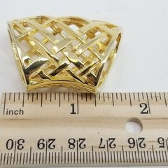Vintage Gold Tone Scarf Necklace Slide, Woven Open Work Design, Retro Estate