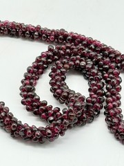 Vintage Almandine Garnet Torsade Rope Necklace No Clasp GREAT 25″ Length