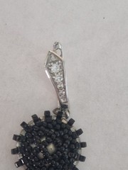 Handmade Beaded Drop Earrings Red Black Crystals Vintage Chandelier Dangle
