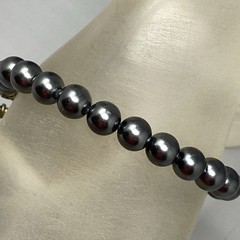 Hematite Beaded Necklace Toggle Clasp Stone Charm Healing Chakra Bohemian 6.75″