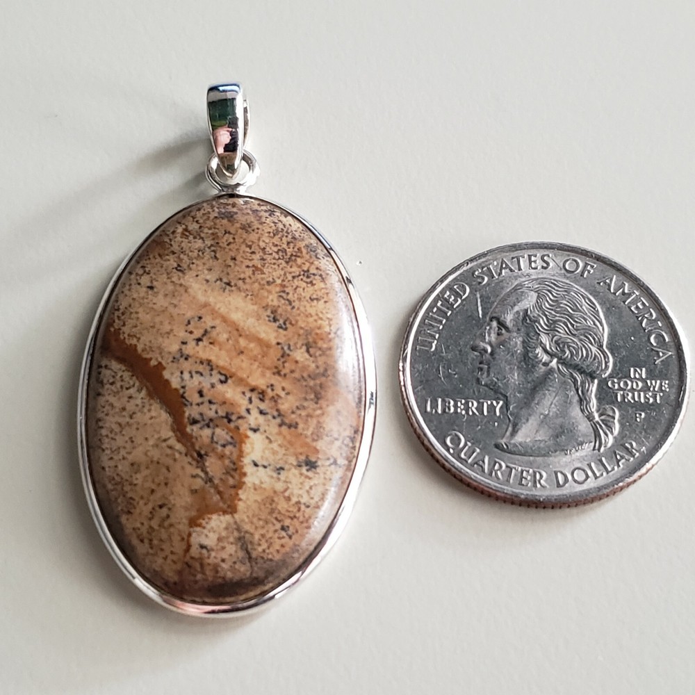 VINTAGE COLLECTIBLE STERLING SILVER 925 PENDANT, 2″ GENUINE STONE