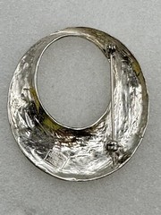 Vintage Jezlaine Offset Oval Brooch Sterling Silver 12g