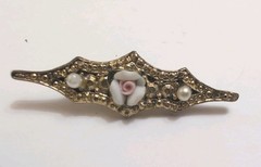 Lot Of 8 Vintage Brooches/Pins Of Various Colors And Materials