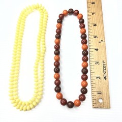 H3 Lot Yellow Orange Brown 70s Resin Acrylic Beaded Boho Hippie retro necklaces