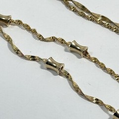 Vintage Gold Tone Twisted Chain Station Link Necklace Bar Beads 24″