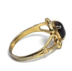 Brown Tiger’s eye yellow 18k gold electroplate vintage ring size 6