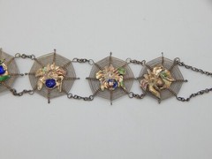 VTG 1940s Asian Silver Spiders on Spider Webs Necklace and Bracelet Set (CF110)