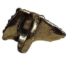 Vintage Fire Faux Opal Iridescent Triangle Blue/Black Gold Tone Ring 6.5