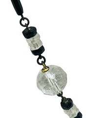 Antique Victorian / Art Deco Faceted Cut Quartz Crystal Bead Necklace 36” Long