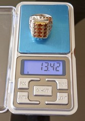 🔥✨ Persian Vintage Silver Ring – Deep Fiery-Red Garnet Mosaic – Handmade ✨🔥