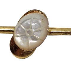 Vintage Gold Tone Golf Club & Hat Pin Brooch Iron Putter MOP Style Golfing Gift