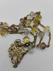 Vintage Monet Lavender, Pale Yellow and Clear Crystal Chain Necklace
