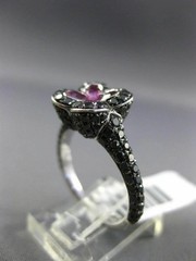 ESTATE LARGE 2.46CT BLACK DIAMOND & SAPPHIRE 14KT WHITE & BLACK GOLD FLOWER RING