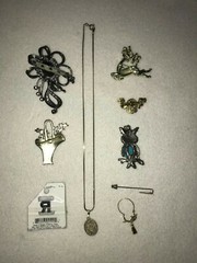 Brooches Hat Pin Charm Holder Charm Reindeer Owl Floral Rose Lot Of 9 Jewelry