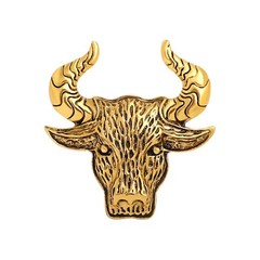 Vintage Bull Animal Brooch Pin for Women Men Unisex Fashion Gold-Tone Engrave…