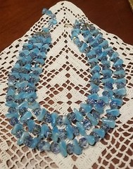 Vintage Laguna Necklace, Aurora borealis crystal, 3 Strand,Blue, 16″ Adjustable