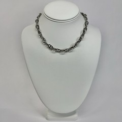 Elegant Mariner Link Chain Choker Silver Tone Vintage Necklace Jewelry N595