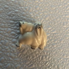 Vintage Hand-Carved Walrus Pin With Black Accents