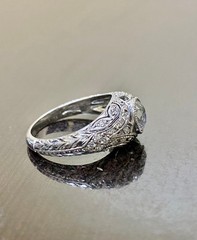 Art Deco Vintage Style Lab Created Diamond Weeding Ring In 14k White Gold Finish