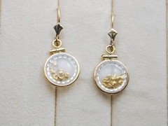Natural Gold mining Placer Nuggets Pendant & Pierced Earrings Set GF Setting