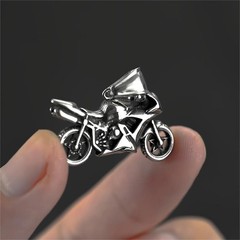 Stainless steel necklace with retro hip-hop style motorcycle pendant
