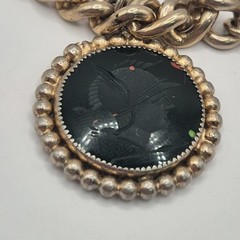 Vintage Curb Link Gold Plated Bracelet W/ Bloodstone Soldier Intaglio Charm 6.5″