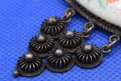 VTG OLD russian Cupronickel Finift Enamel Retro porcelain brooch German Silver