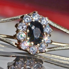 14k yellow gold 0.80ct sapphire, topaz pin brooch heated vintage 3.20gr N3810