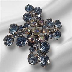 Vintage Juliana D & E Blue And AB Stone Brooch Verified Ref#6394