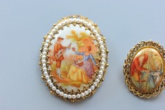 Vintage lot Cameo Style romantic Brooch Pin 1 signed West Germany PG25