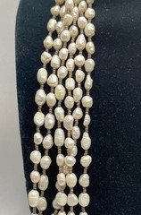 825 Silver 5-Strand Freshwater Pearl Necklace 28.5″ Rice Pearl 65.7g