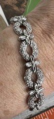 FAS STERLING SILVER 925 & CRYSTAL LINK BRACELET JEWELRY SAFETY CLASP 7.5” 🩶