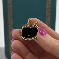 Antique Mercury Hermes Onyx Intaglio Watch Fob Pendant Gold Filled Victorian