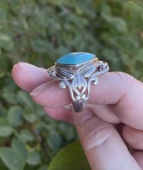 JTV Blue Composite Turquoise Rhodium Over Silver Ring .18ctw Size 10