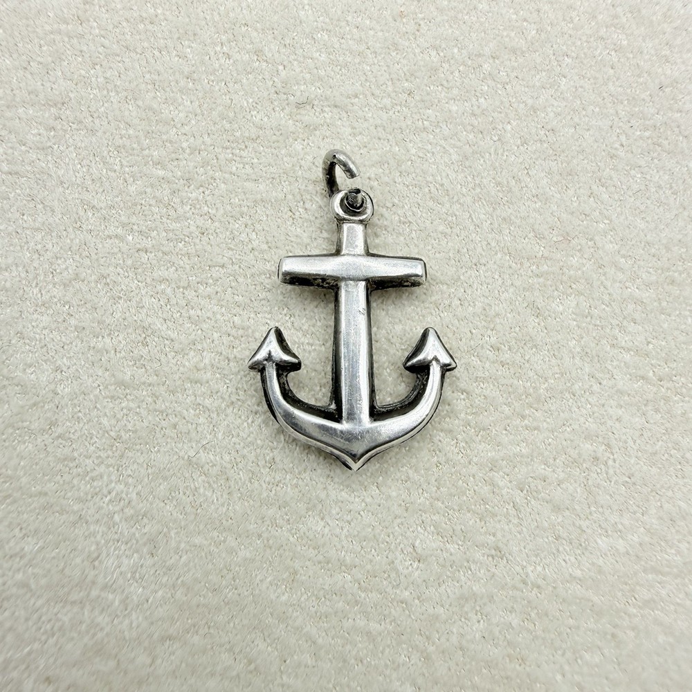 Vintage Sterling Silver Ship Anchor Charm Pendant Nautical Jewelry Accessory