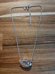 Vtg 1970s Avon Silver-Tone Abalone Shell Mother of Pearl Slider Pendant Necklace