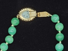 Vtg Signed Joseph Mazer Jomaz Faux Jade Swirled Green Glass Beaded Necklace