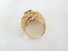 Ross Simons Sterling Silver 925 Gold on Simulated Tanzanite Filigree Ring Size 6